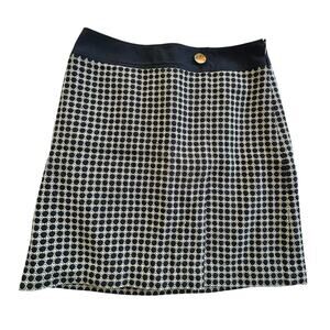 Classic Wool Blend Mini Skirt Ann Taylor Black White Geometric Size 8